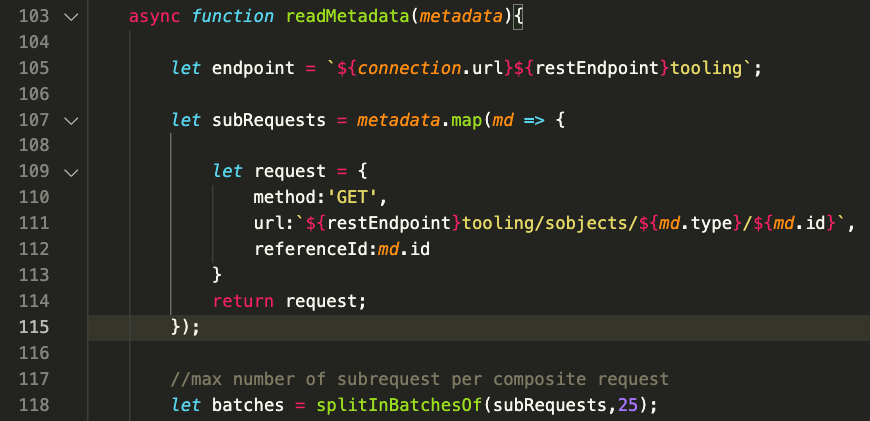 Parallel Salesforce metadata retrieval with Promise.all(), array.map() and the Composite API